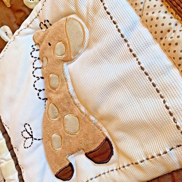 Tiddliwinks Baby Quilt Comforter Blanket Tan Cream Brown Giraffe Bear Horse - Picture 3 of 9